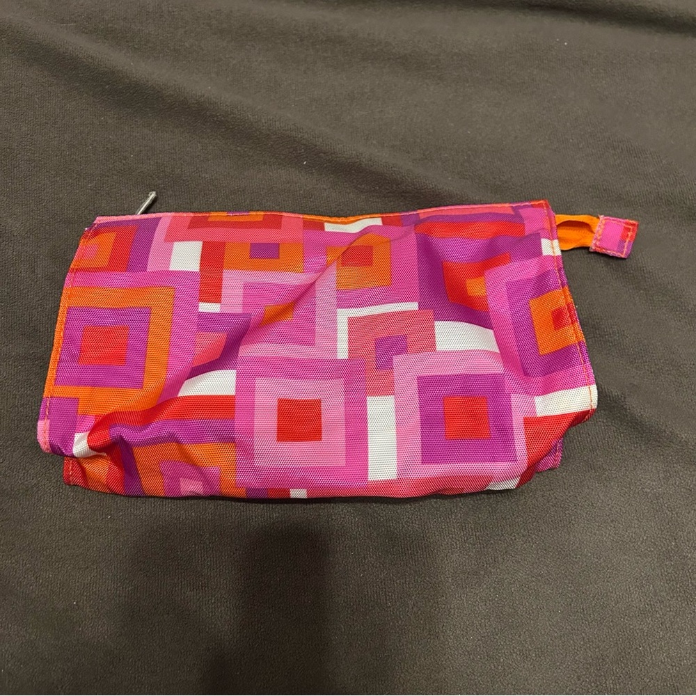 Clinique Pink and Orange Geometric Pouch